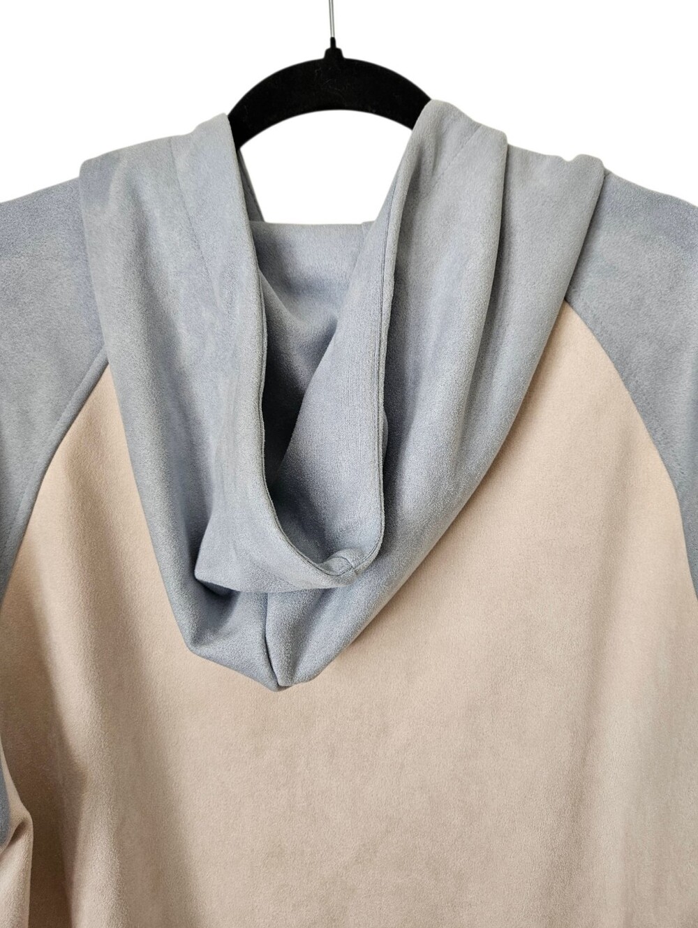 Aelfric Eden Star Patch Suede Colorblock Full Zip Hoodie Jacket Blue Cream M — image 8 of 8